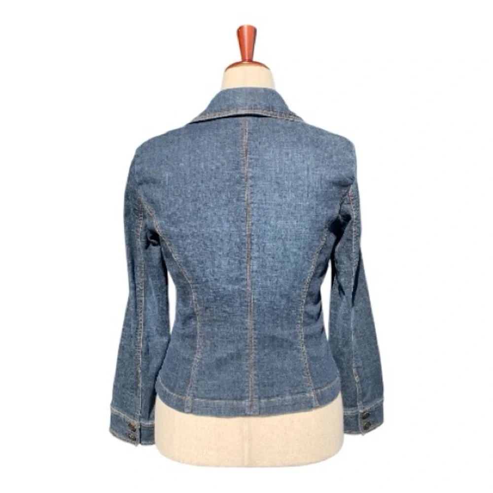 Dark Wash Long Sleeve Tailored‎ Blue Denim Jean Jacket Blazer Size 6